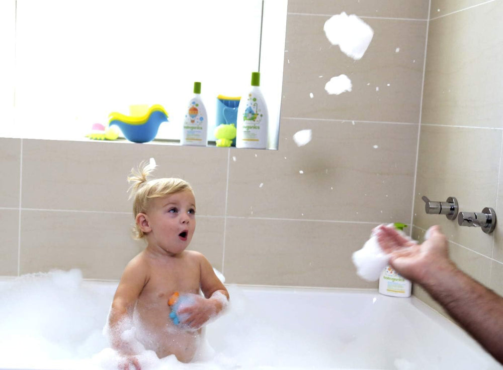 BabyGanics night time routine, peaceful finish after chamomile-infused wash.