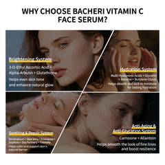 BACHERI Alpha Arbutin brightening hint supports even tone.