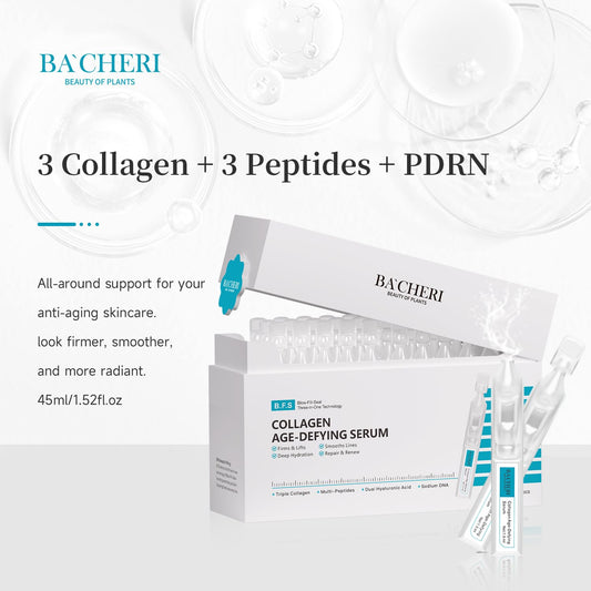BACHERI peptide ampoule close-up emphasizing texture smoothing.