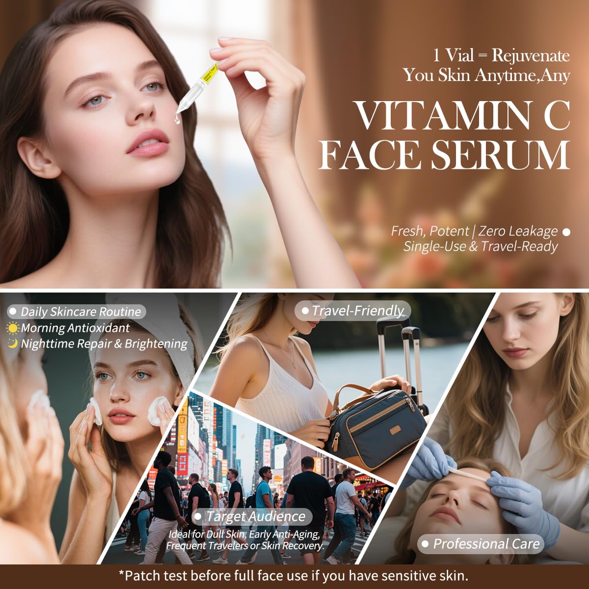 BACHERI Vitamin C serum ampoule open pour for precise application.