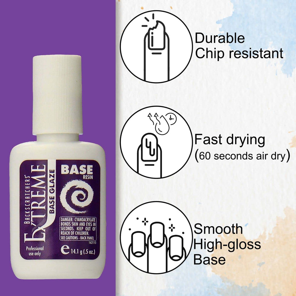 Backscratchers Extreme Glaze smooths the seam line on natural nails.