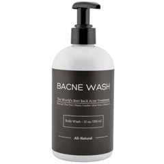 Bacne Bar Bacne Wash bottle pour with activated charcoal for deep pore cleansing.