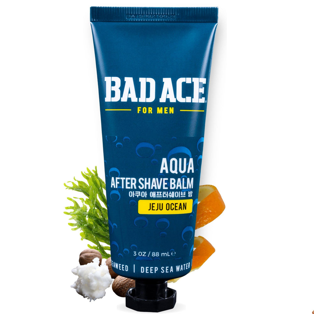Bad Ace Aqua After Shave Balm bottle shown for calm, smooth post-shave skin