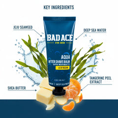 Bad Ace Aqua After Shave Balm texture close-up highlighting non-greasy, fast-absorbing finish