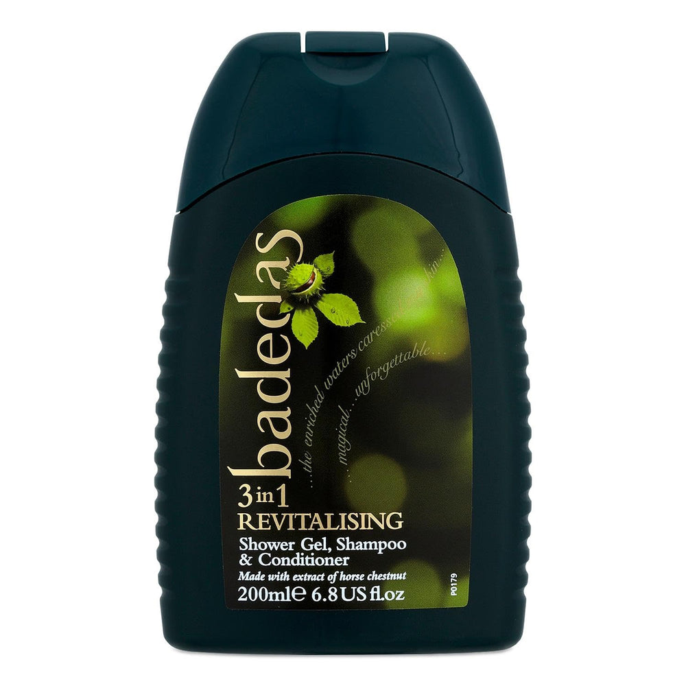 Badedas revitalising shampoo bottle on shelf for invigorating hair cleansing