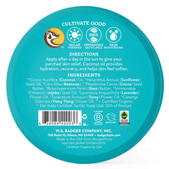 Badger Coconut AfterSun Balm tin side view ideal for beach bags and travel.