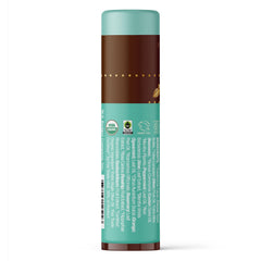 Applying Badger lip balm shows creamy texture and minty aroma on lips.