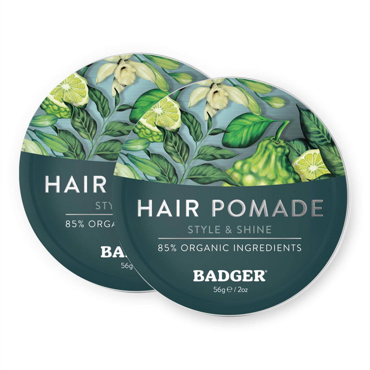 Badger hair pomade 2oz tin close-up for natural everyday styling