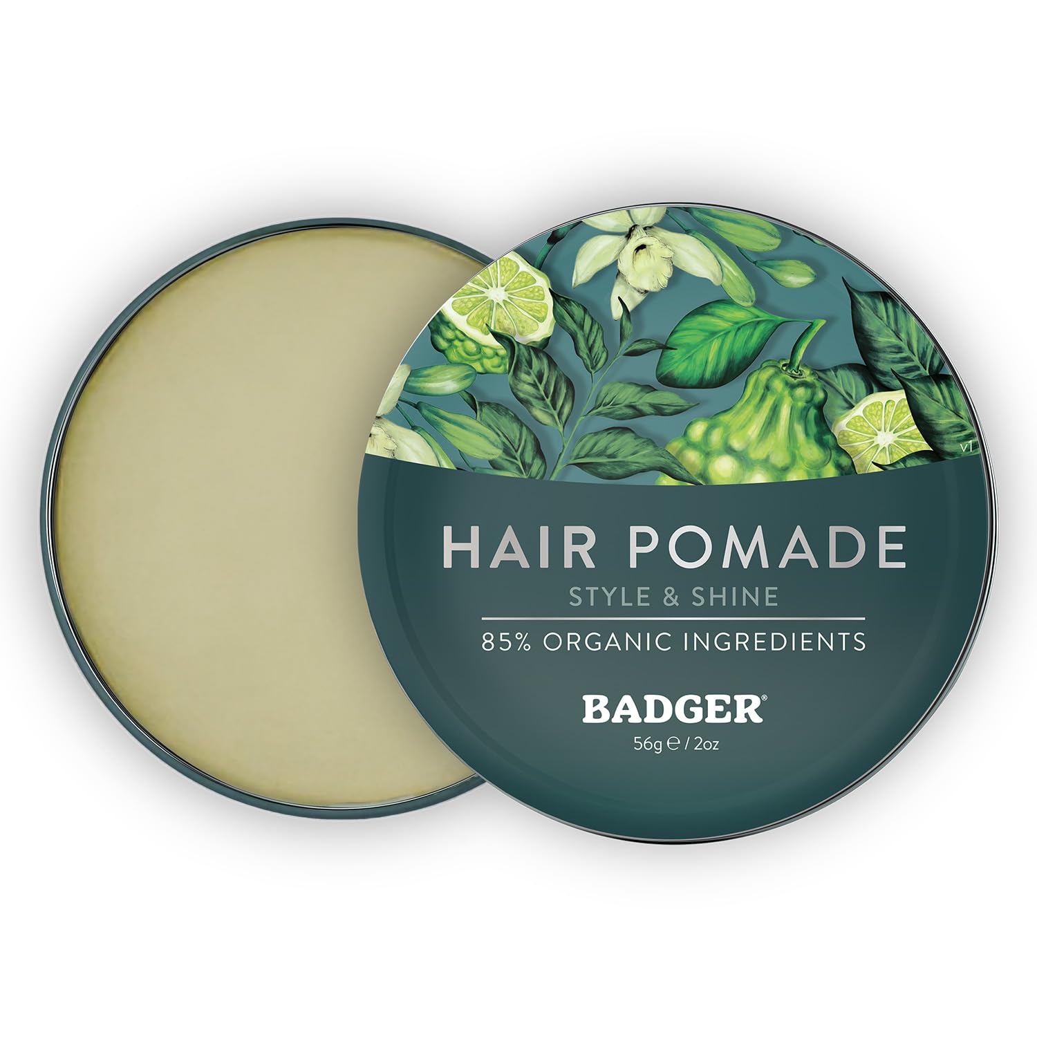 Subtle masculine scent of pepper, sandalwood, bergamot in Badger pomade