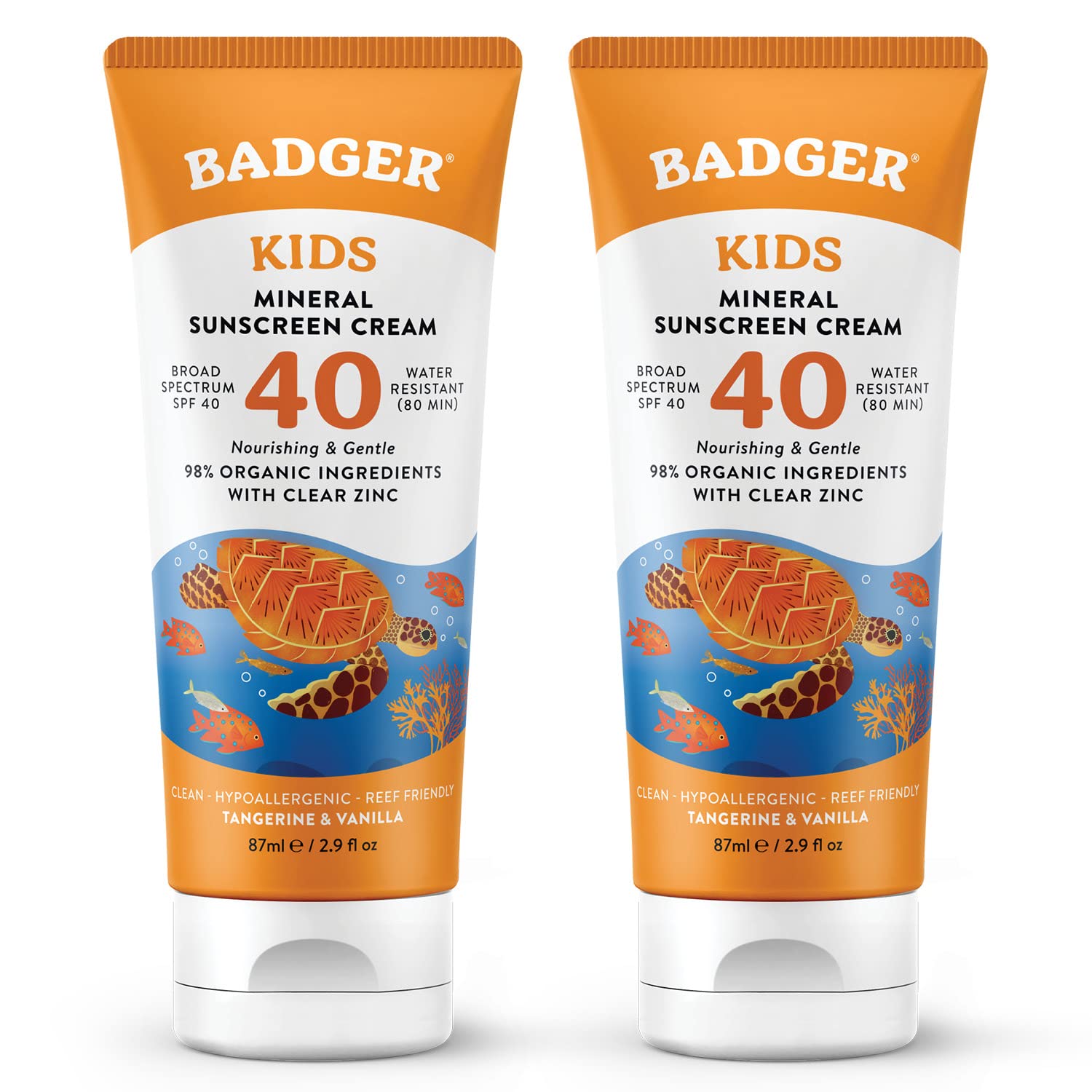 Badger Kids Mineral Sunscreen Cream SPF 40 bottle pour for easy, mess-free application.