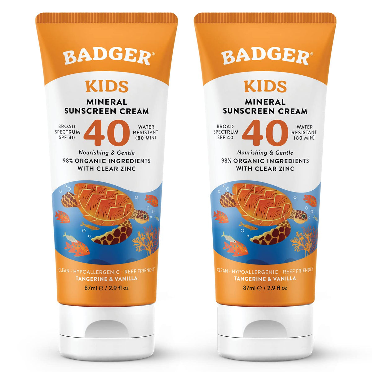 Badger Kids Mineral Sunscreen Cream SPF 40 bottle pour for easy, mess-free application.
