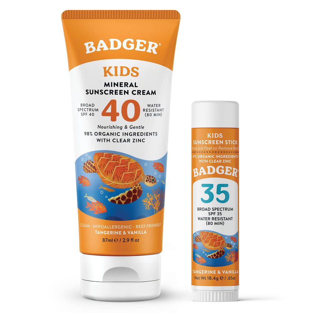 Badger Kids Sunscreen Cream SPF 40 smooth application for outdoor play
