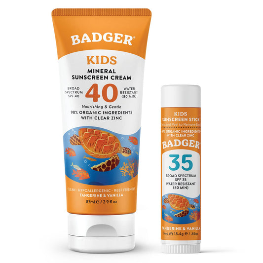 Badger Kids Sunscreen Cream SPF 40 smooth application for outdoor play