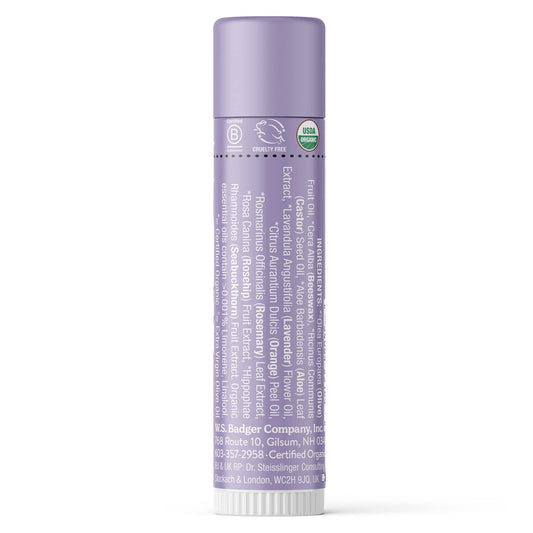 Badger Lavender Orange lip balm texture appears silky for easy application.