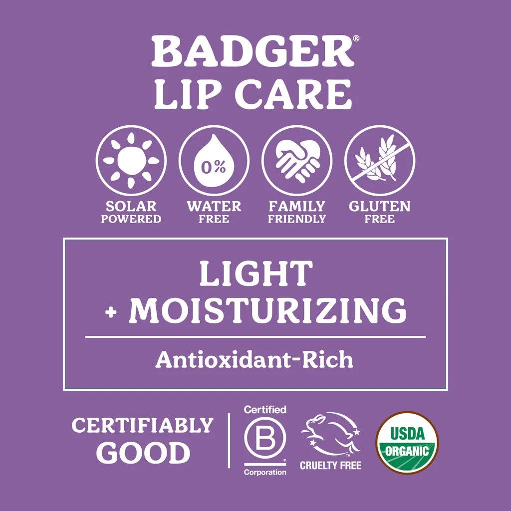 Badger unscented lip balm for sensitive lips and daily protection