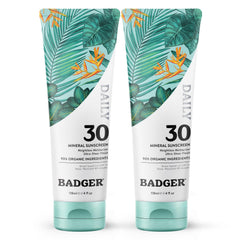 Badger Mineral Daily Sunscreen bottle; lightweight SPF 30 protection for daily use.