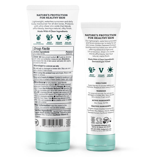 Badger Mineral Daily Sunscreen two-pack box highlighting convenient travel duo