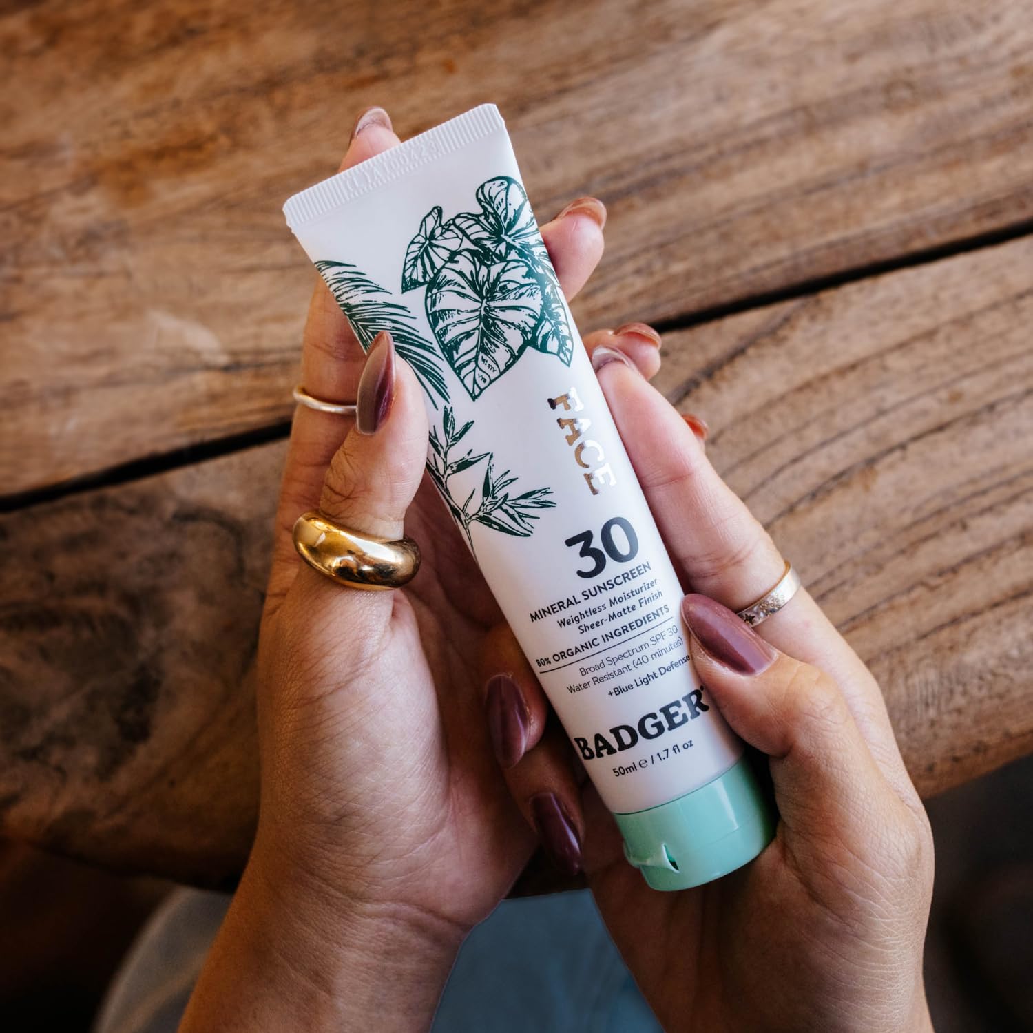 Vegan and cruelty-free packaging for Badger Mineral Daily sunscreen