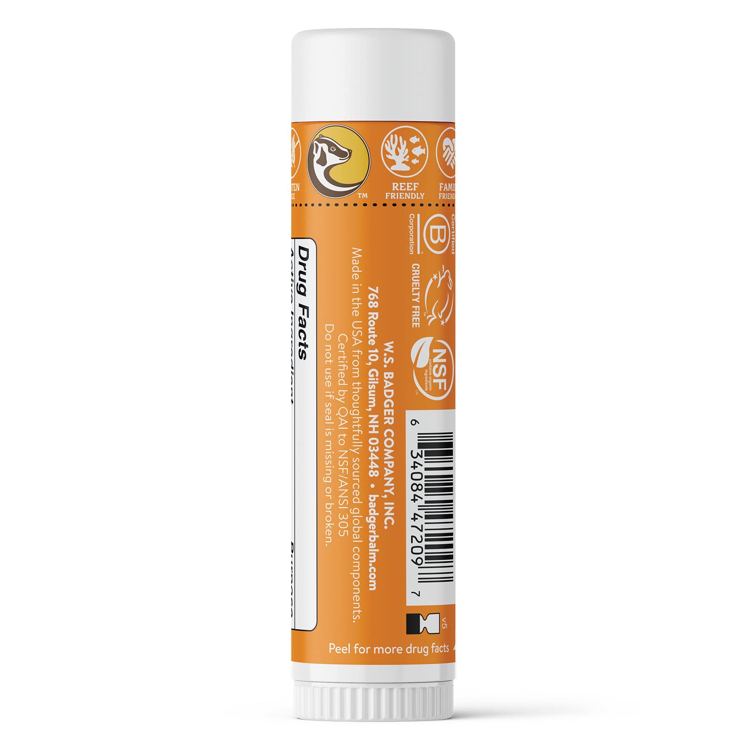 Close-up of Badger sunscreen face stick being rubbed in for a clear finish
