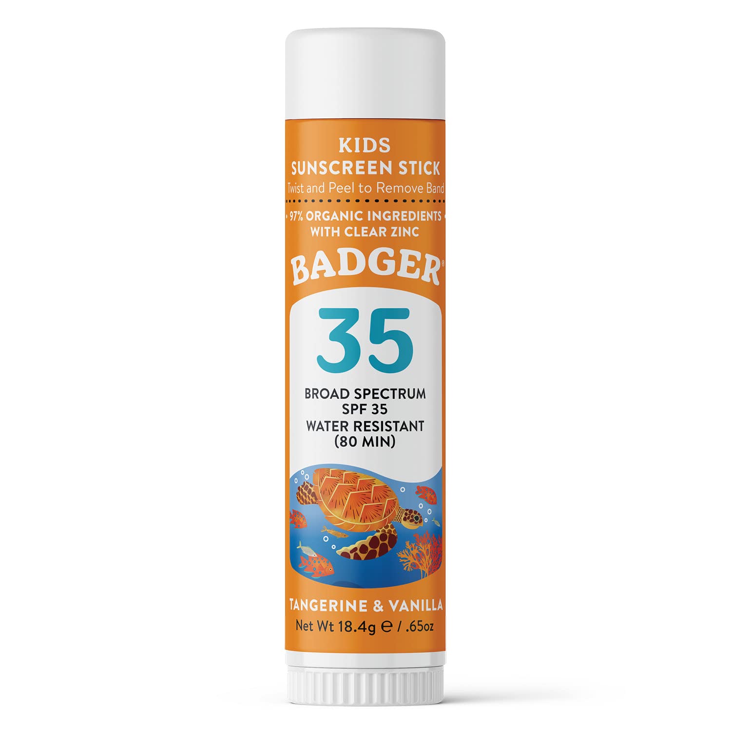 Badger Mineral Kids Sunscreen Stick travel size shown for easy application
