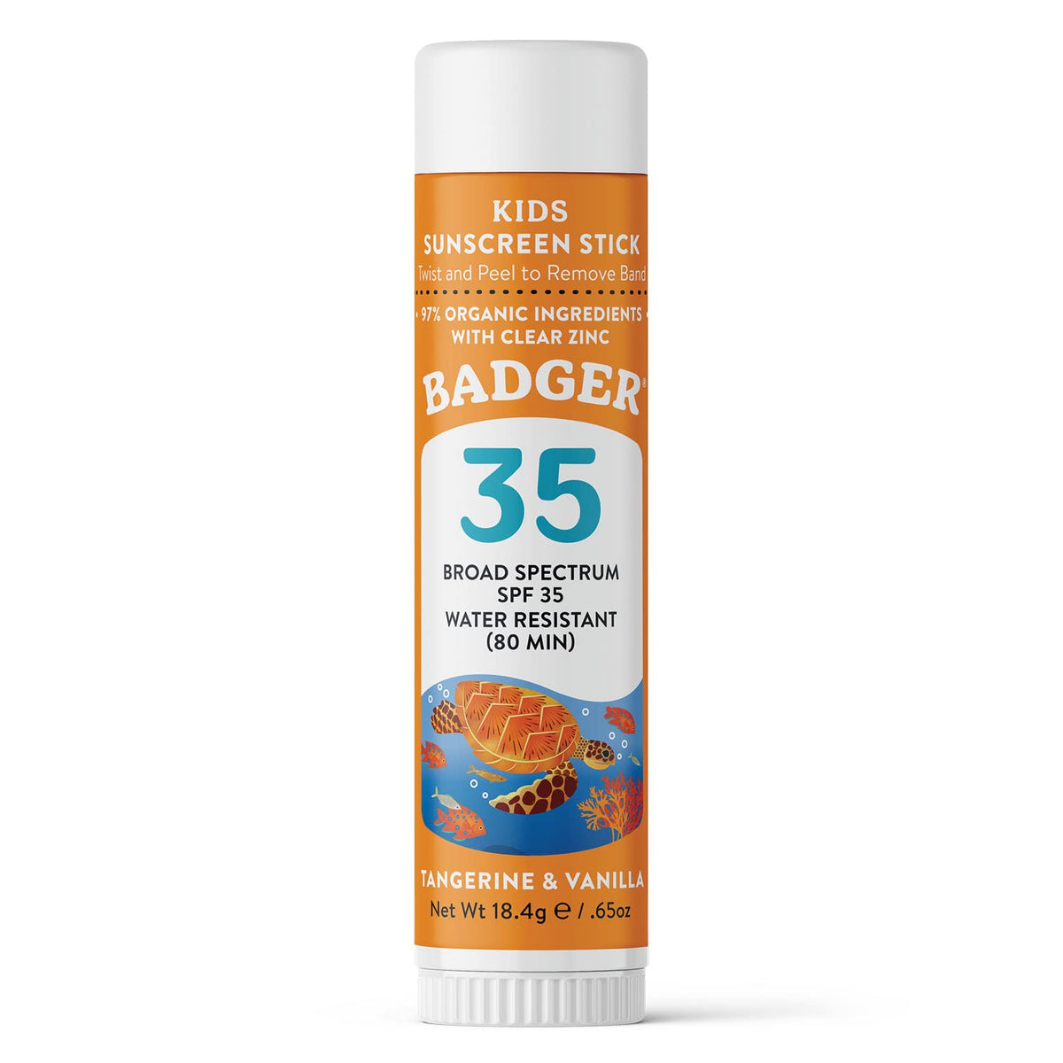 Badger Mineral Kids Sunscreen Stick travel size shown for easy application