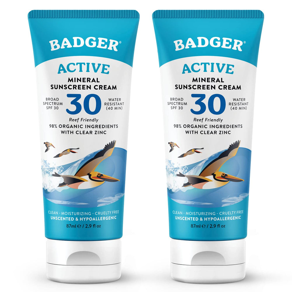Badger mineral sunscreen cream SPF 30 tube front for everyday sun protection