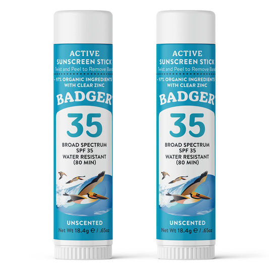 Badger mineral sunscreen face stick SPF 35 travel size for reef-safe sun protection