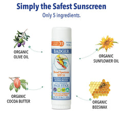 Badger reef safe icon on packaging indicating reef friendly sunscreen
