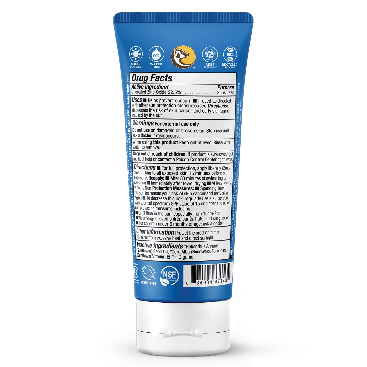 Badger unscented mineral sunscreen bottle ideal for sensitive skin