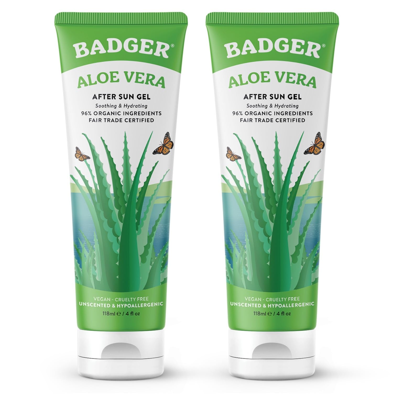 Badger Organic Aloe Vera Gel for face and body provides cooling hydration.