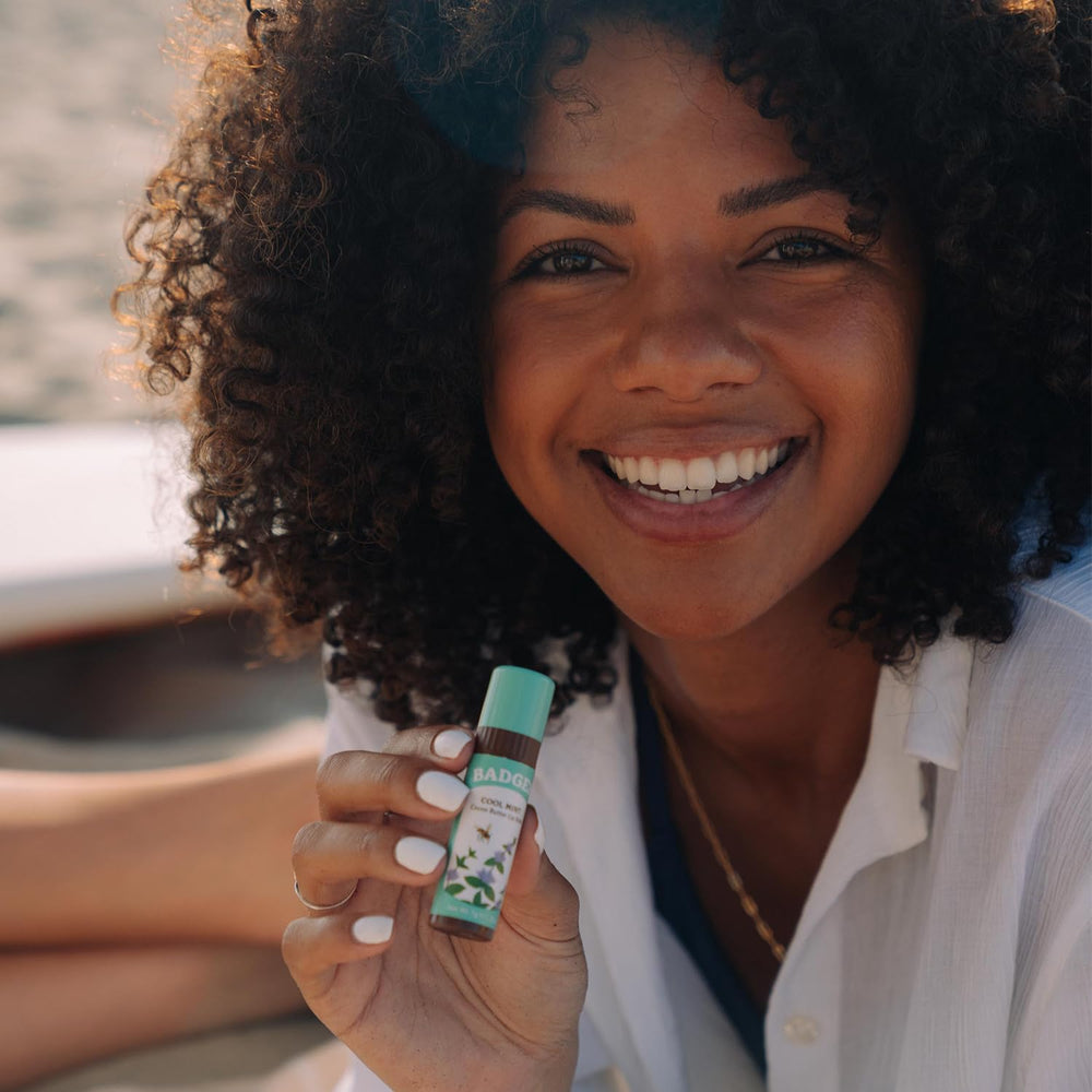 Ingredients: organic cocoa butter, olive oil and beeswax in Badger balm.