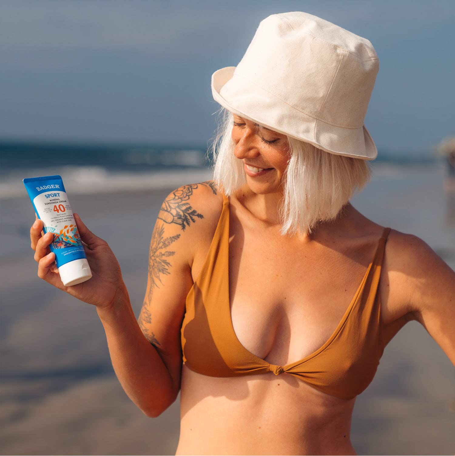 Badger reef-friendly sunscreen label noting Hawaii and Mexico approvals