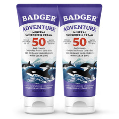Badger sunscreen 2-pack in travel-ready tubes for on-the-go protection