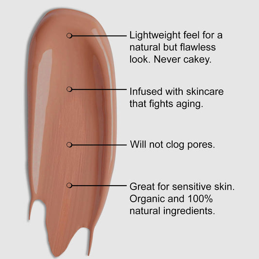 BaeBlu Lux Foundation Mocha pump demonstrates airless packaging for controlled application