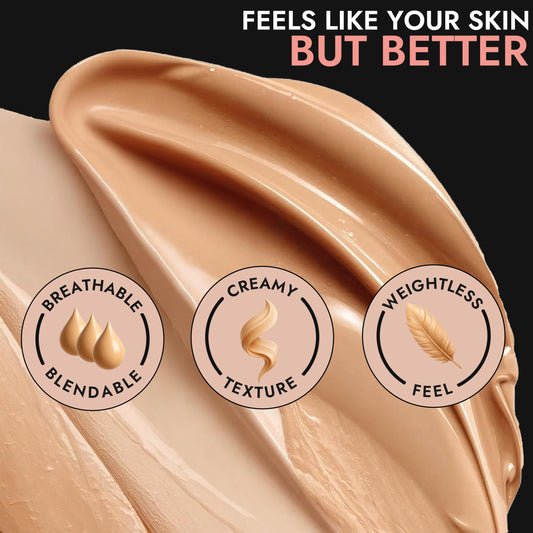 BaeBlu Lux Foundation pump shows easy, mess-free application