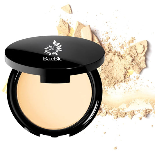 BaeBlu Organic Setting Powder Invisible Banana compact for a natural matte finish