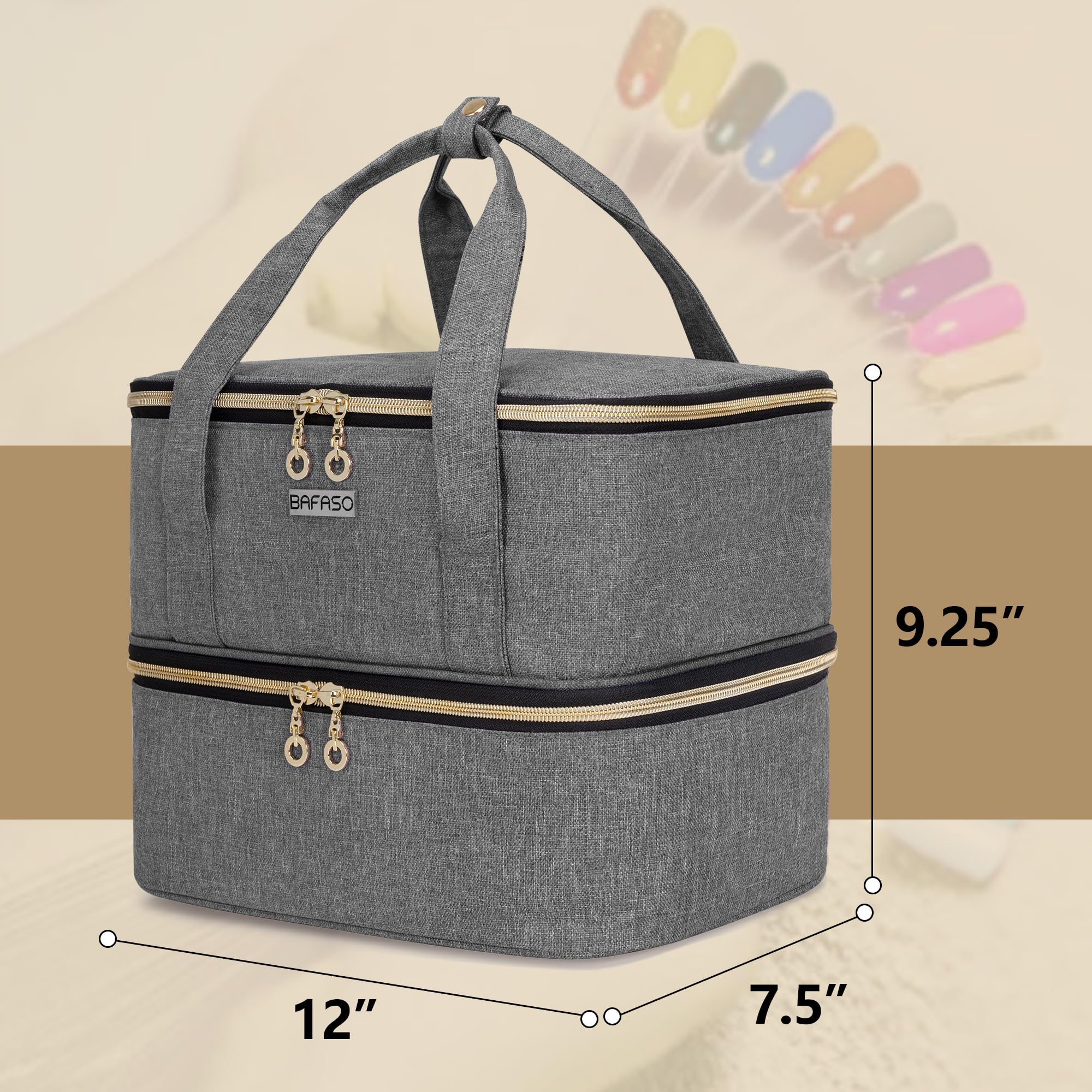 BAFASO nail polish storage bag compact dimensions support mobile setups.