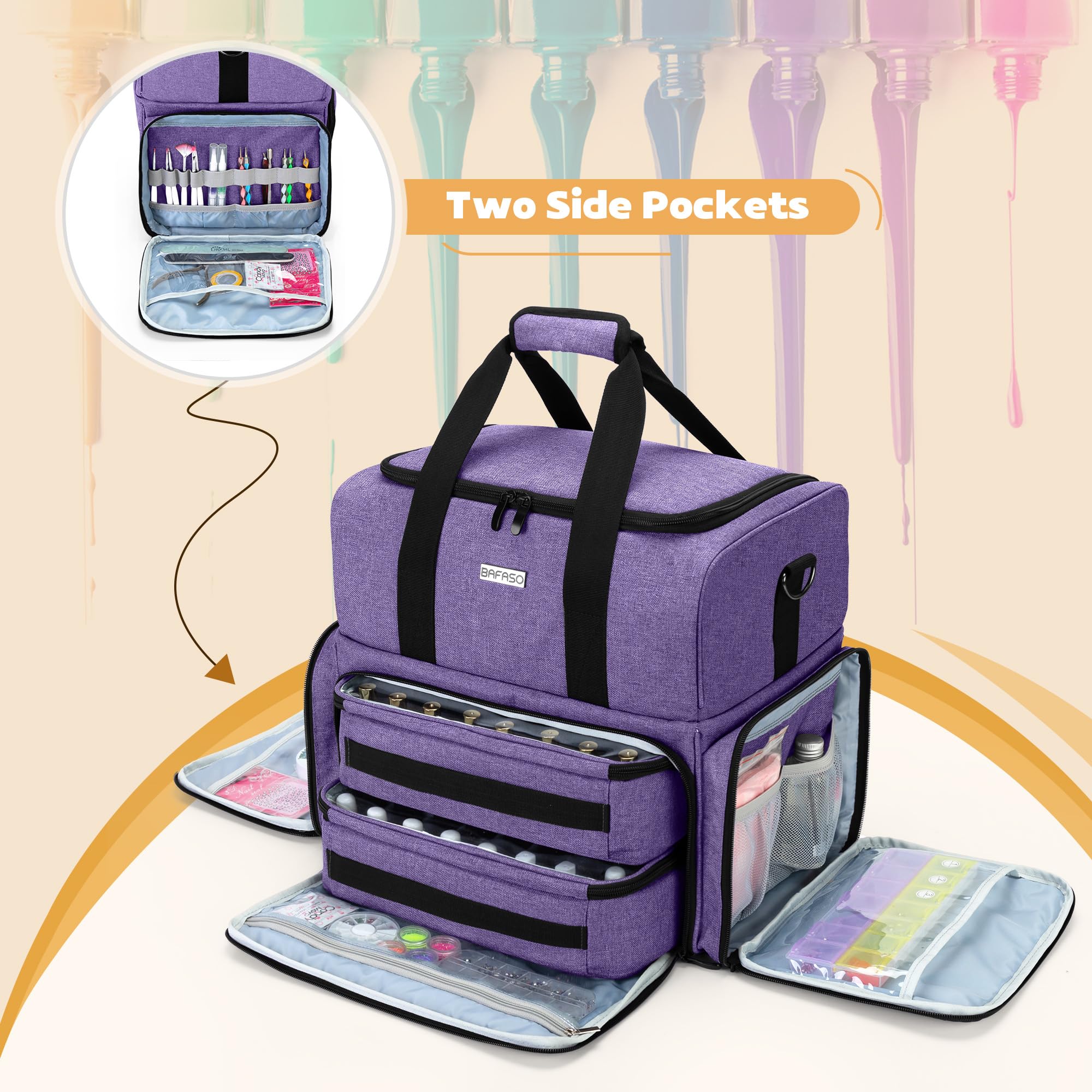 BAFASO side pockets organize dip powders and manicure tools