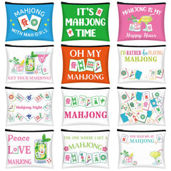 Bafeil 12-piece Mahjong cosmetic bag set packshot showcases diverse designs for stylish organization.