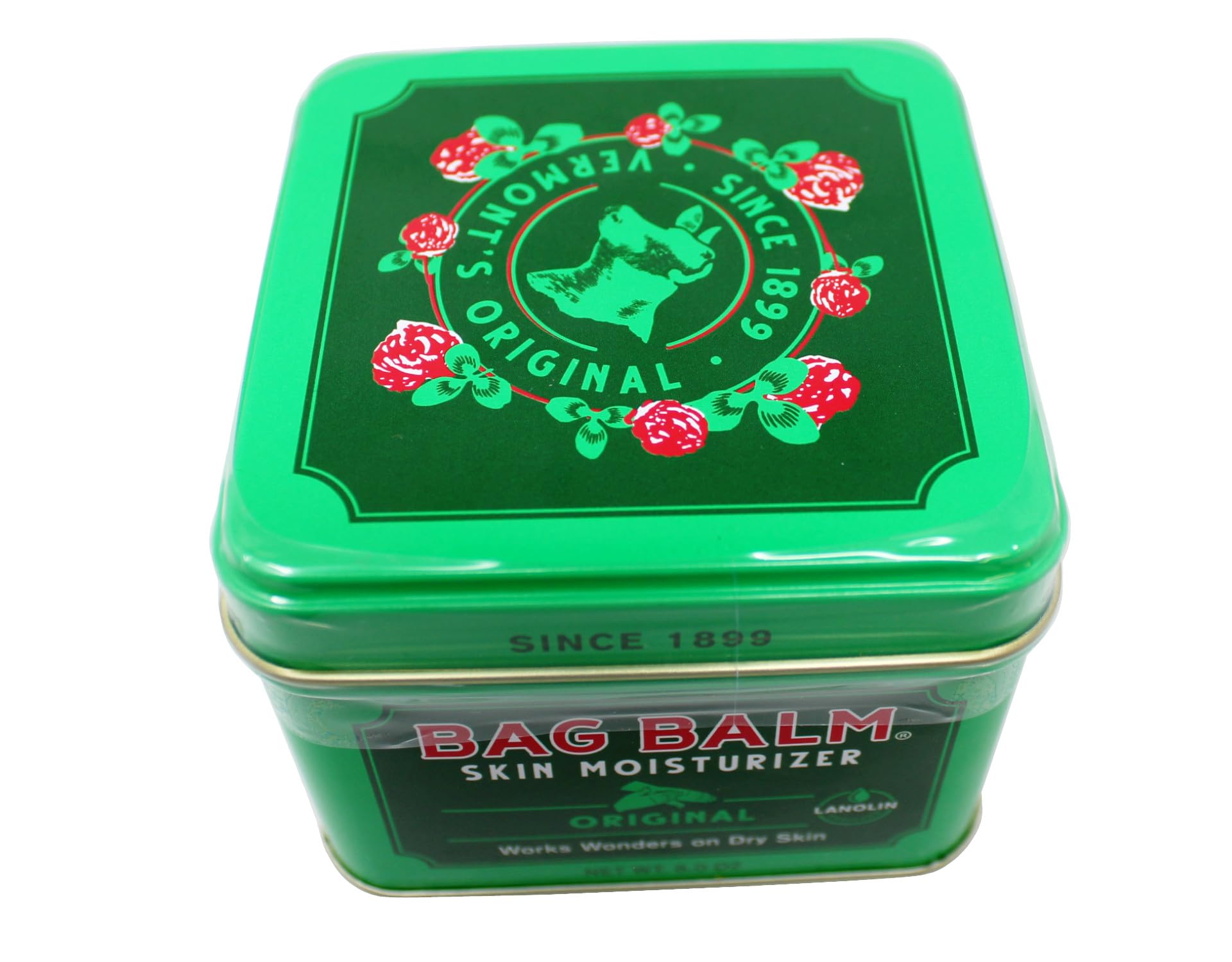 Bag Balm heritage brand label highlighting Vermont origin.
