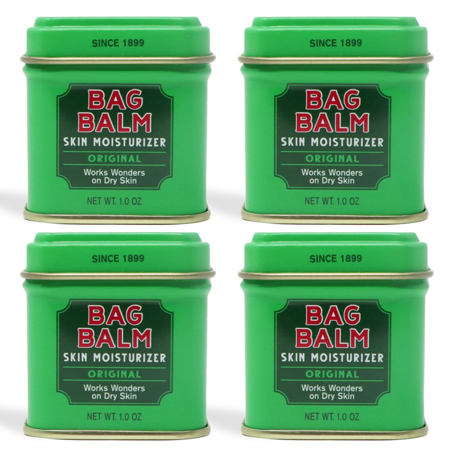 Bag Balm original ointment tin pack of four for versatile on-the-go moisture