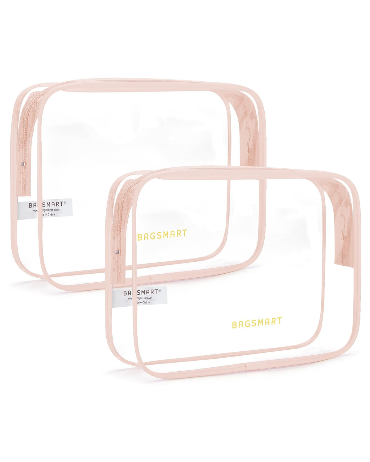 BAGSMART clear toiletry bag 2-pack front view for easy access during travel