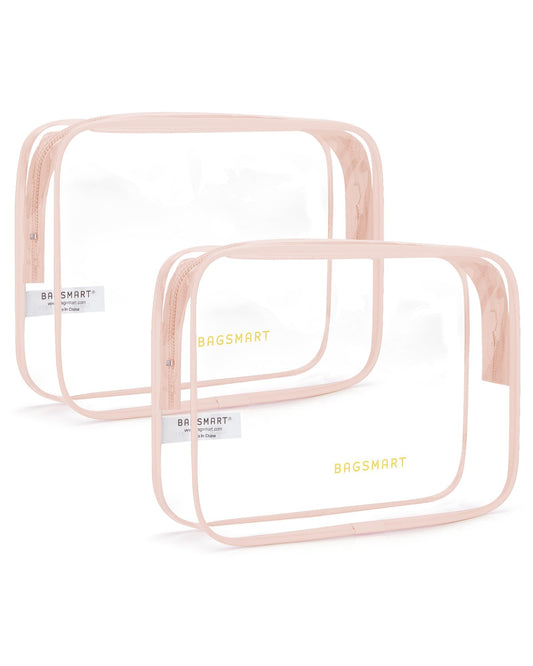BAGSMART clear toiletry bag 2-pack front view for easy access during travel