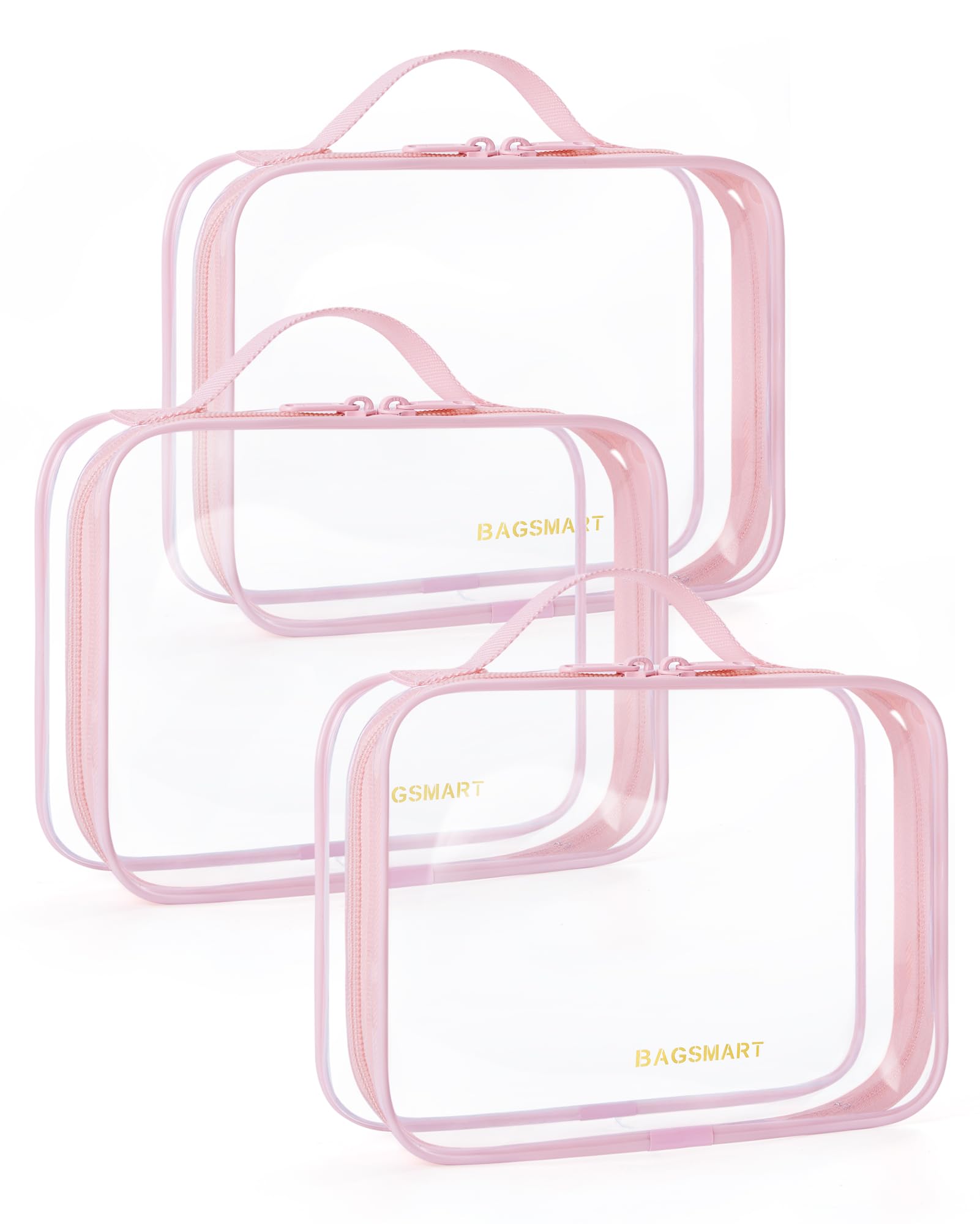 BAGSMART clear toiletry bag quart-size top opening for quick access