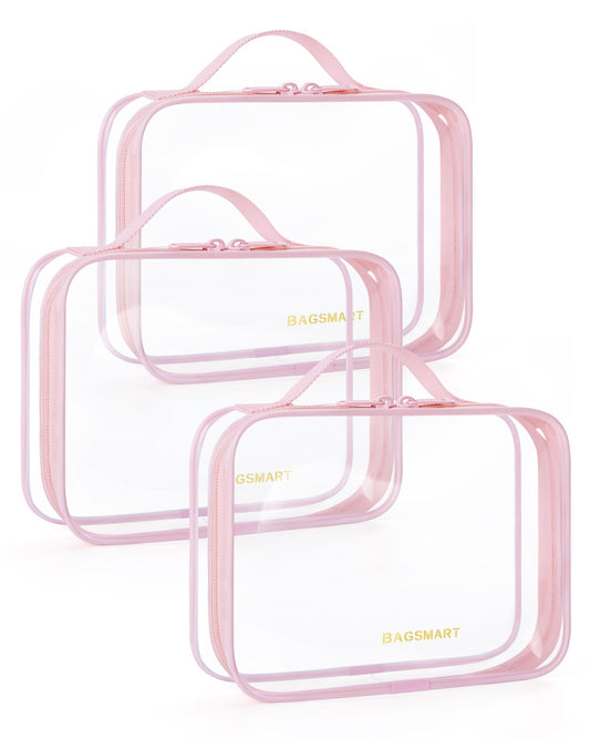 BAGSMART clear toiletry bag quart-size top opening for quick access