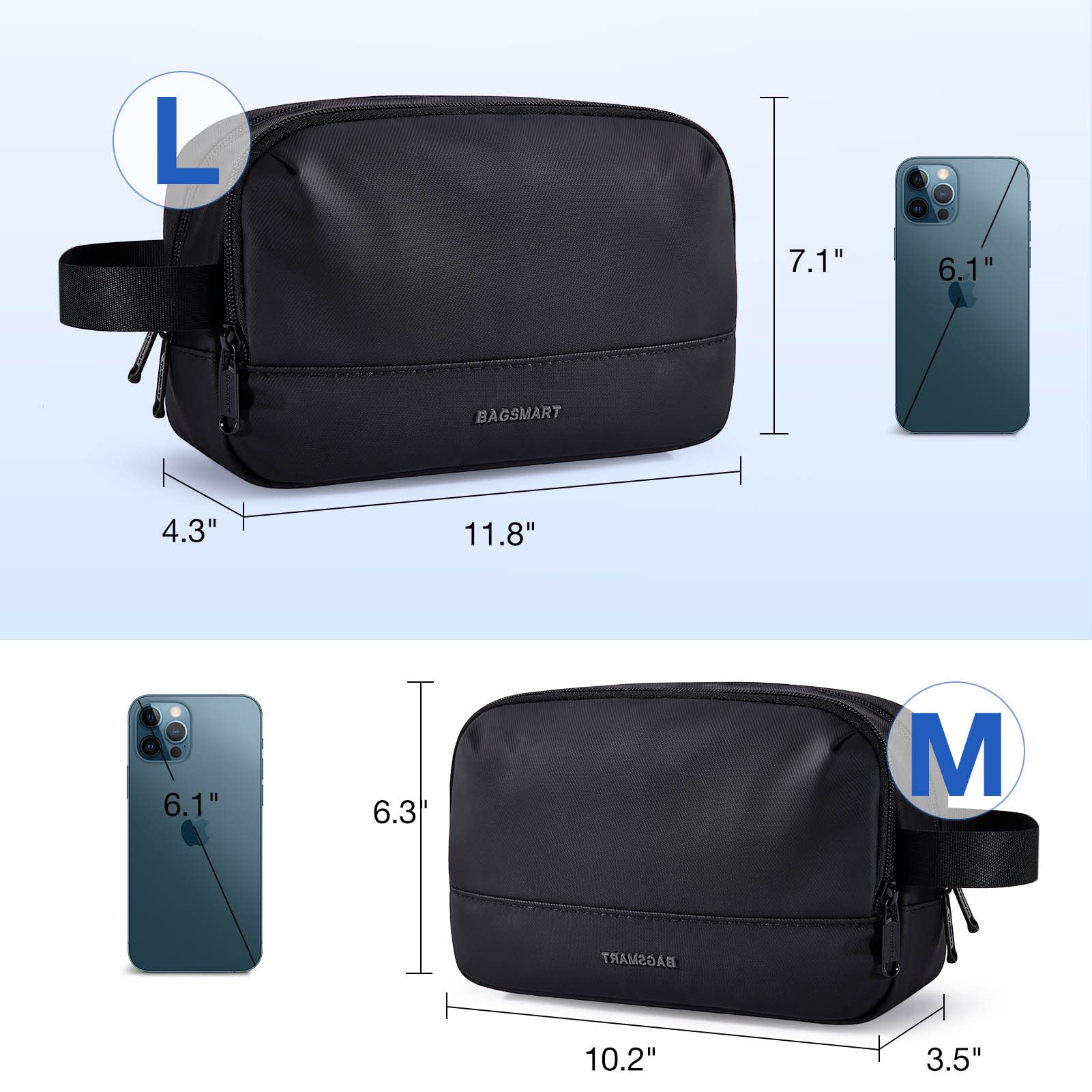 BAGSMART double-slider zipper allows quick access from either side.
