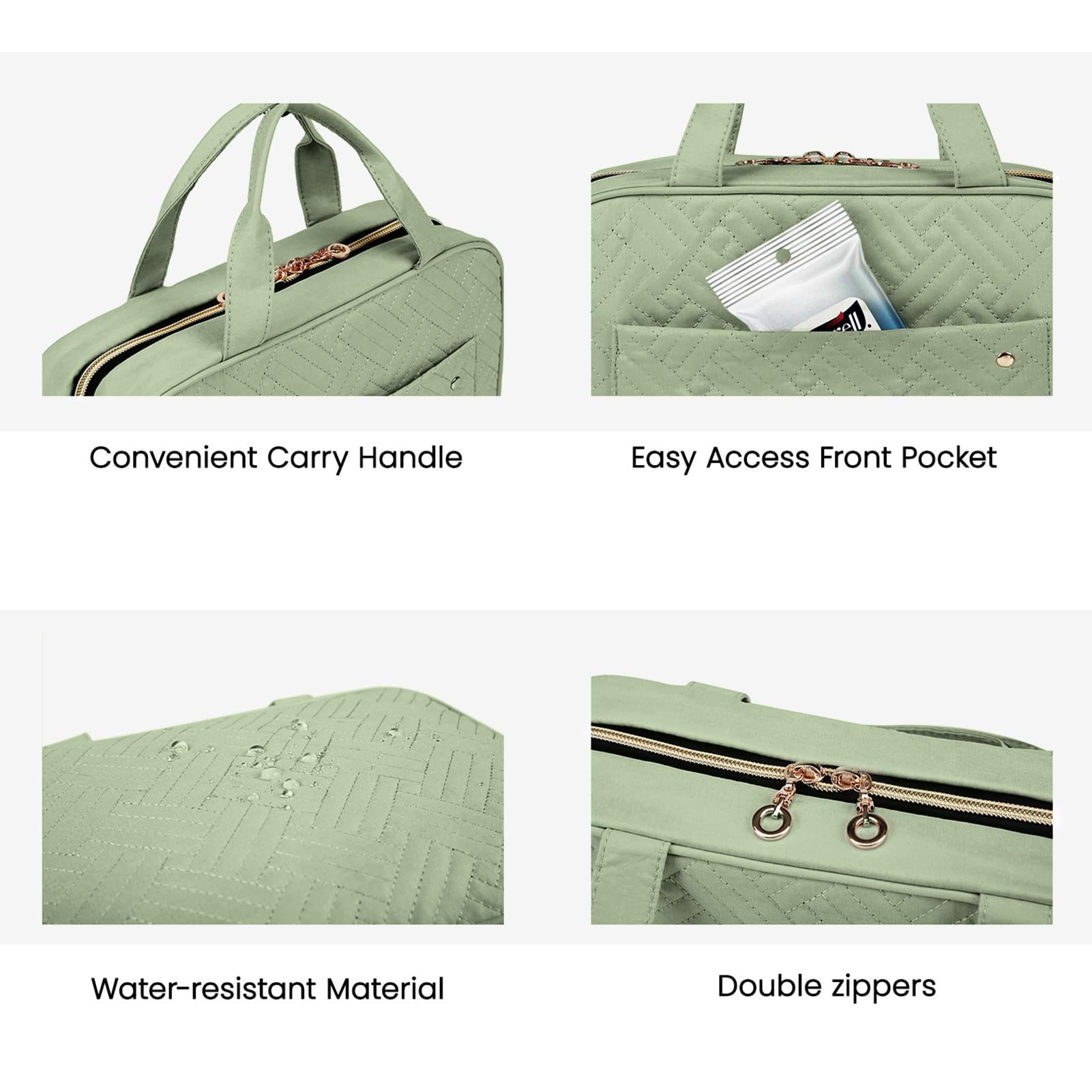BAGSMART double-zip compartments provide easy access to essentials