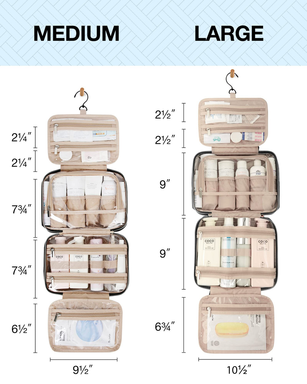 BagSmart interior pockets keep bottles upright and visible
