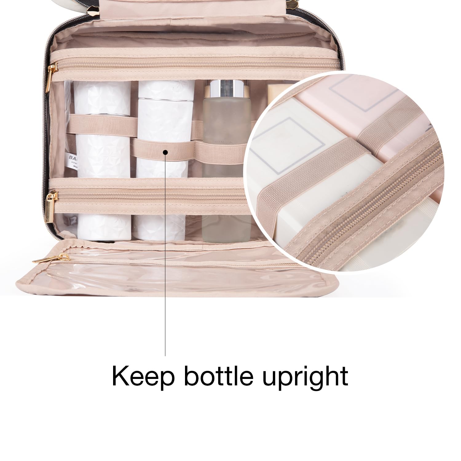 BAGSMART bag with elastic bottle pockets keeps contents upright and organized.