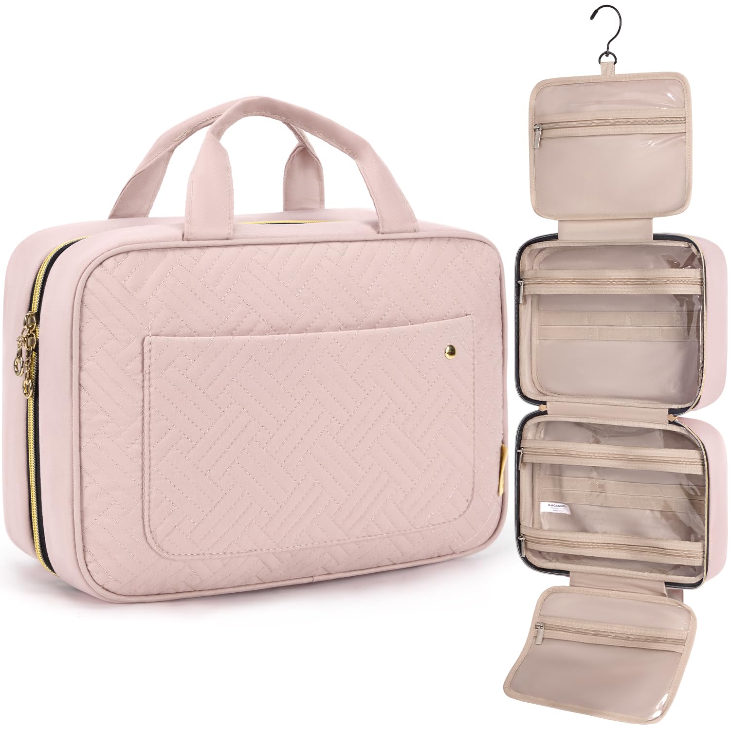 BAGSMART Toiletry Bag with hanging hook for easy access during travel.